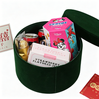 Boîte à fleurs ronde en velours avec logo personnalisé, boîte cadeau de luxe en deux parties, haut et bas, pour roses, bouquets et arrangements floraux