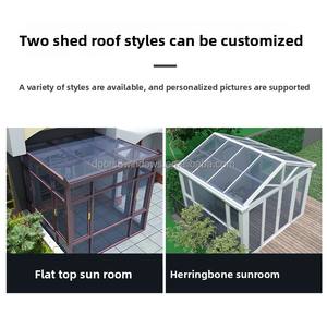 <span class=keywords><strong>Kit</strong></span> de véranda rétractable moderne haut de gamme, cadre en alliage d'aluminium épaissi, toit en verre trempé, protection UV/météo pour cour - Product Image 3