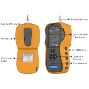 Detektor Gas Multi portabel, detektor Gas portabel 6-in-1, penganalisis kebocoran Gas CO/CO2/O2/H2S/VOC/CH4 dengan Printer Bluetooth