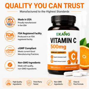 Capsules de Vitamine C 500mg Fabriquées aux États-Unis, Soutien Immunitaire, Antioxydant, Santé de la Peau, Énergie et Vitalité, 120 Capsules - Product Image 3
