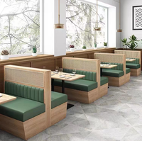 Siège de banquet de Restaurant Commercial moderne, cadre en bois PU rembourrage naturel rotin, canapé de cabine arrière supérieur