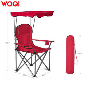Fauteuil de plage pliable Woqi avec porte-gobelet rouge, chaise de camping d'extérieur pour la randonnée et les voyages - Product Image 3