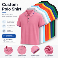 Chemises Polo en Coton Soie Premium pour Hommes, Logo Brodé Personnalisé, Polos de Golf de Luxe, Vente en Gros, Hauts Respirants Décontractés pour Affaires