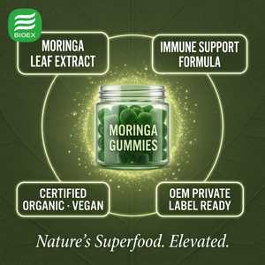 Gomitas de Extracto de Hoja de Moringa Orgánica Vegana, Suplemento Inmunológico, Aumento de Energía, Antioxidante, Superalimento, Marca Privada OEM - Product Image 3