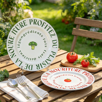 Assiette en céramique rétro française à motif végétal, 8 pouces, populaire sur Instagram, pour plats occidentaux, salades et desserts, personnalisable