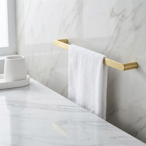MAXERY <span class=keywords><strong>Leslie</strong></span>-Porte-serviettes simple en acier inoxydable et laiton satiné, design moderne et luxueux, antirouille, pour la salle <span class=keywords><strong>de</strong></span> bain. - Product Image 1