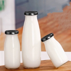 Wholesale Empty <strong>200ml</strong> 250ml 500ml 1l <strong>Milk</strong>/juice/tea/drink Glass Bottle With Lid - Product Image 1