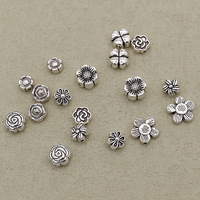 Perles d'espacement argentées 6mm 8mm, pièces de bijouterie, accessoires floraux rétro en fer argenté antique pour la fabrication de bijoux