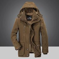 Veste matelassée en polaire coupe-vent pour homme, taille plus, parka décontractée, manteau thermique épais, capuche, logo sur le devant, doublure en coton, col mandarin