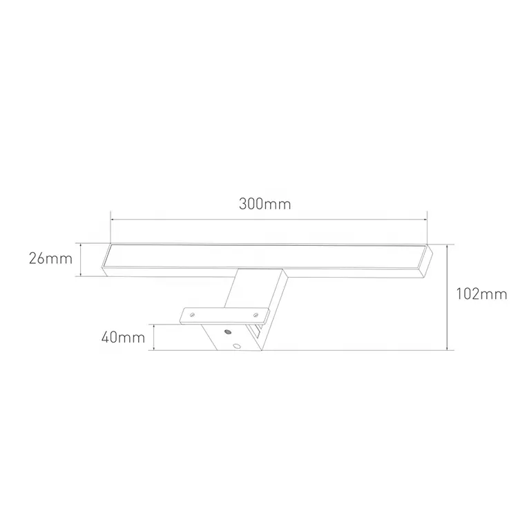 현대 전등 설비 300mm 220-240V 4000K 검정 크롬 방수 Ip44 허영 플라스틱 거울 램프 벽 Led 목욕탕 빛