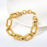 Bracelet en acier inoxydable plaqué or haut de gamme, étanche, fait main, géométrique, avec zircone, pour la vente en gros de bijoux