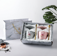 Ensemble de tasses en céramique Mr et Mme Flamant rose en porcelaine fine, effet marbre populaire, mug de voyage pour couples, vente en gros