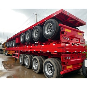 Directo de fábrica 4 <span class=keywords><strong>ejes</strong></span> 40 pies 45 pies Semirremolque plano Remolque Plano de Transporte de acero duradero - Product Image 1