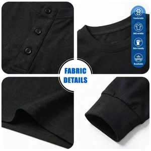 T-shirt Henley da uomo a maniche lunghe in cotone, casual, personalizzabile, <span class=keywords><strong>di</strong></span> alta qualità, stile Old Money, alla moda - Product Image 6