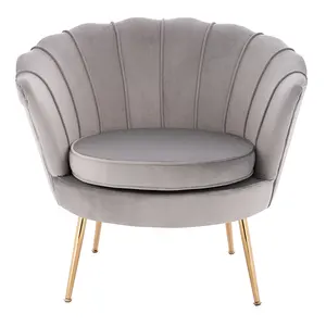 现代家居家具客厅放松奢华软垫躺椅天鹅绒单沙发布艺休闲椅