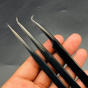 แหนบต่อขนตาพลาสม่าสีดำแบบมืออาชีพใช้ปลายแหลมทำจากสแตนเลสแข็งติดป้ายได้ตามต้องการ - Product Image 5