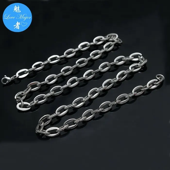 7mm Rolo Cable Link Italienische Kette Halskette Silber Edelstahl Karabiner verschluss