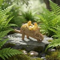 Animales de jardín de hadas en miniatura Carretilla y pollitos Adornos de jardín de hadas en miniatura Accesorios de animales para la decoración de la puerta