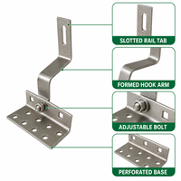 Support de fixation solaire réglable en acier inoxydable SUS304 pour tuiles, ardoises et toits plats, avec base large pour panneaux photovoltaïques sur toits inclinés