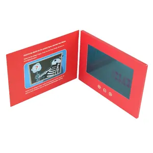 Livro de vídeo digital personalizado, cartão de visita de casamento, 7 polegadas, lcd