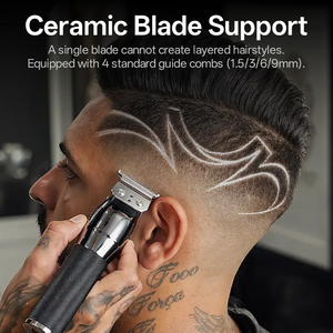 <span class=keywords><strong>Tondeuse</strong></span> à cheveux portable de luxe PRITECH, corps en aluminium, autonomie de 4 heures, <span class=keywords><strong>tondeuse</strong></span> sans fil, verrouillage de voyage, lame en céramique, kit de toilettage pour hommes - Product Image 6