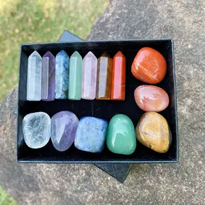 Premium Crystals and Healing Stones in Gift Box 7 Chakra Tumbled Gemstones Crystal Point