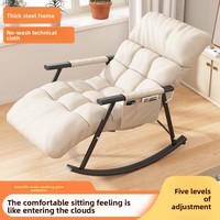 Verstellbarer, langlebiger Loungesessel aus Tech-Gewebe mit Fußstütze, moderner Schaukelstuhl für Wohnzimmer, Schlafzimmer, Balkon
