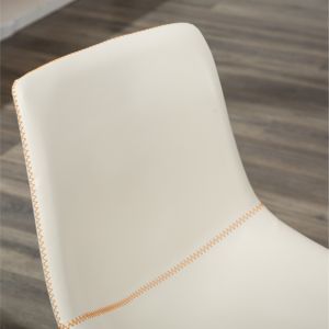 DB lotusville ชุดเก้าอี้รับประทานอาหารหนัง PU สีขาวสไตล์วินเทจ2ขนาดกลางศตวรรษและสไตล์บ้านไร่ร่วมสมัยสำหรับห้องนั่งเล่น - Product Image 5