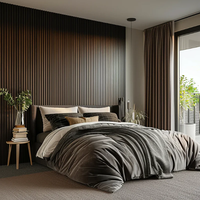 Système de panneaux muraux en PVC imperméable moderne, rainuré, texturé 3D, imitation bois, solution de revêtement décoratif intérieur