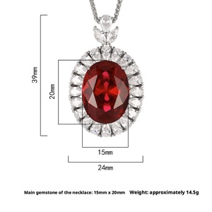 Elegant Brass Red Pigeon Blood <b>Ruby</b> Oval Cut Pendant <b>Necklace</b> Premium Jewelry for Women Wedding & Anniversary Present - Product Image 2