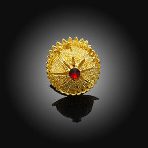 패션 주얼리 세트 파키스탄 여성용 주얼리 세트 금색 레드 젬스톤 목걸이 팔찌 귀걸이 반지 세트 - Product Image 5