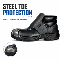 Bottes de sécurité de soudage mi-montantes antistatiques résistantes à la chaleur, avec embout en acier et protection anti-perforation, en cuir pleine fleur, pour usage industriel