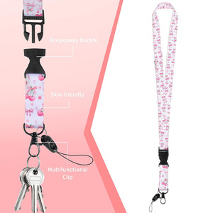 Cross-border detachable <b>lanyard</b> with heart and cherry design, <b>polyester</b> nurse name tag/ID card/phone neck strap wholesale. - Product Image 3