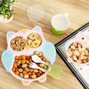 <span class=keywords><strong>Assiette</strong></span> à dîner en <span class=keywords><strong>bambou</strong></span> en fibre de dessin animé pour les écoliers et les bébés enfants - Product Image 1