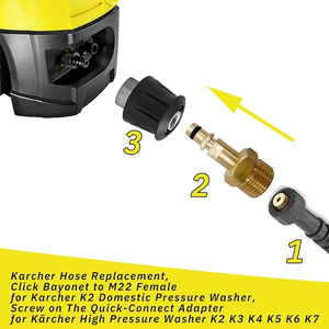 Adaptateur <span class=keywords><strong>de</strong></span> connexion rapide pour nettoyeur haute pression pour <span class=keywords><strong>Karcher</strong></span> série K2-K7 laiton M22 14MM raccord connecteur <span class=keywords><strong>de</strong></span> tuyau adaptateur à dégagement rapide - Product Image 4