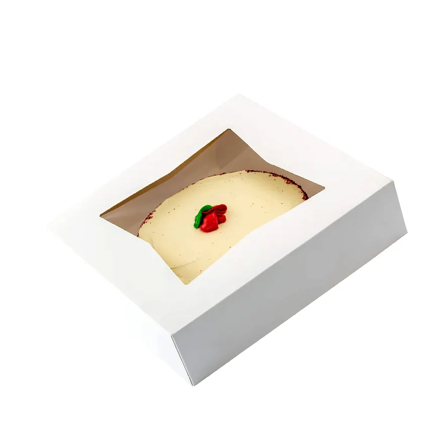 Custom transparent 10'' white food grade class sbs Cardboard Gift cake boxes Packaging For Cookies Pastry Bakery window