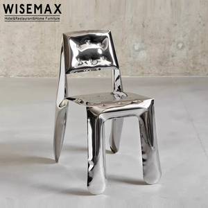 WISEMAX FURNITURE Chaise de salle à manger de style moderne et créatif pour salon, avec dossier en forme de ballon en acier inoxydable, pour restaurant et hôtel - Product Image 1