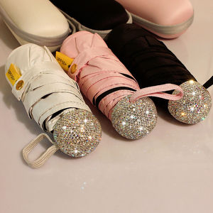 Rhinestone Sun Umbrella du lịch Micro mini nhỏ gọn siêu UV bảo vệ túi 5 lần ô - Product Image 1