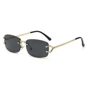 New C house frameless diamond cut edge sunglasses assembly line metal mirror leg trend sunglasses
