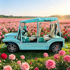 Voiture électrique de tourisme rétro bleu ciel 4 places, couleur personnalisée, faible bruit, pour les voyages en extérieur - Product Image 1