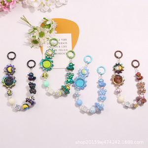 ห่วงโซ่โซ่โซ่ลูกปัดภาพวาดด้วยมือสำหรับอาบน้ำรูปการ์ตูนยูเอฟโอน่ารักพร้อมจี้เครื่องประดับตกแต่งกระเป๋า - Product Image 4