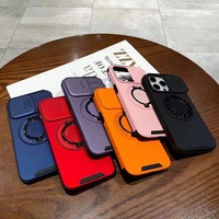 Nouvelle coque de téléphone magnétique rotative à 360 degrés de style européen et américain, avec fenêtre coulissante, sensation de peau, PC+TPU, pour iPhone 16Promax