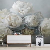 Papier peint mural Art Déco grand format, motif pivoine douce gris-violet, imprimé par transfert thermique, personnalisé pour chambre à coucher, salon, beauté