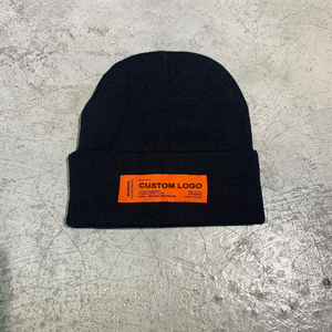 Beanie Cap <b>Knit</b> Custom Logo Ribbed Tag Embroidered Sequin Winter Knitting Beanies Knitted <b>Hats</b> - Product Image 3