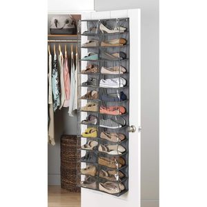 Over The Door Shoe <b>Shelves</b> 26 Sections Gray Fabric Organizer Behind Doors <b>Hook</b> Type Mount - Product Image 3