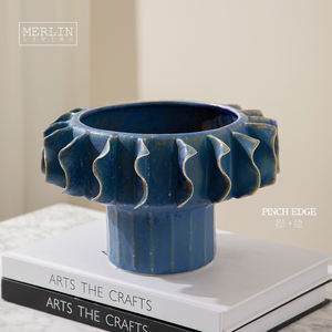 マーリンリビング手作りフルーツプレートモダンピンチフラワーセラミックフルーツボウルその他室内装飾品潮州工場卸売OEM - Product Image 4