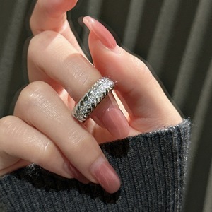 Bague en argent sterling S925, style médiéval vintage, micro-zircon, simple, basique, incrustée, tressée, avec bijoux légers, ensemble de torsades de pâte frite - Product Image 4