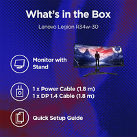 Lenovo Legion R34W-30 34-inch Curved Gaming Esport Monitor WQHD 180Hz 0.5-5ms VA Screen HDMI+DP 90%DCI-P3 Laptop Desktop Display