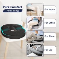 Oreiller en mousse à mémoire de forme beignet noir pour conducteur d'autobus adulte Coussin de siège anti-hémorroïde Coussin de chaise pour le soutien de la prostate et des hémorroïdes