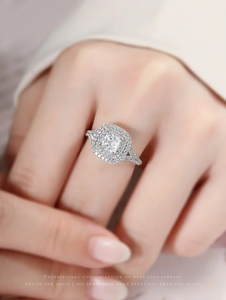Engagement <b>Cushion</b> Cut <b>Wedding</b> <b>Rings</b> IGI Certified Lab Grown Diamond Classic Gold Plated Anniversary Party Romantic Gift - Product Image 3